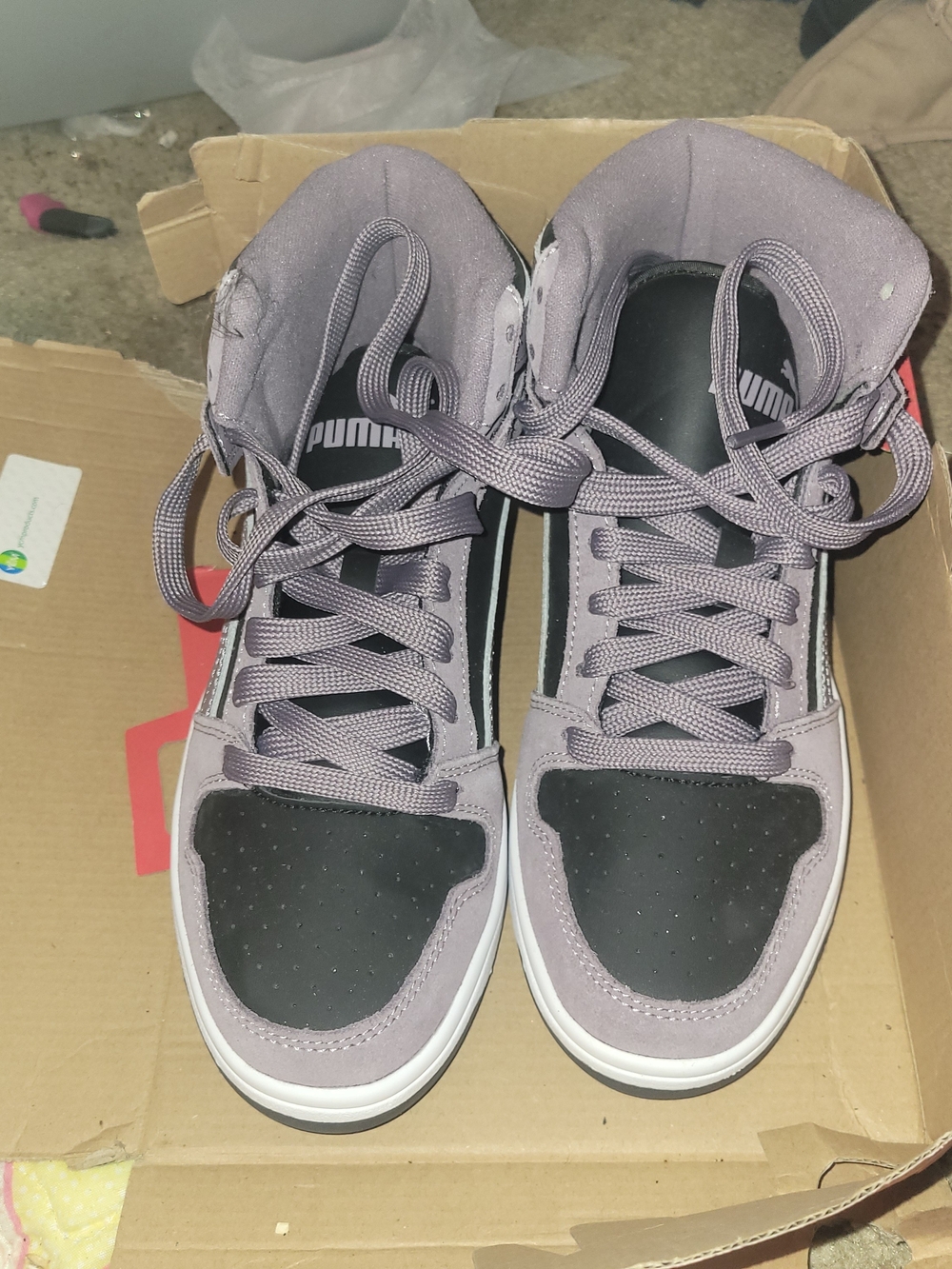 Puma Women’s High-Top Sneakers in Lavender and Black